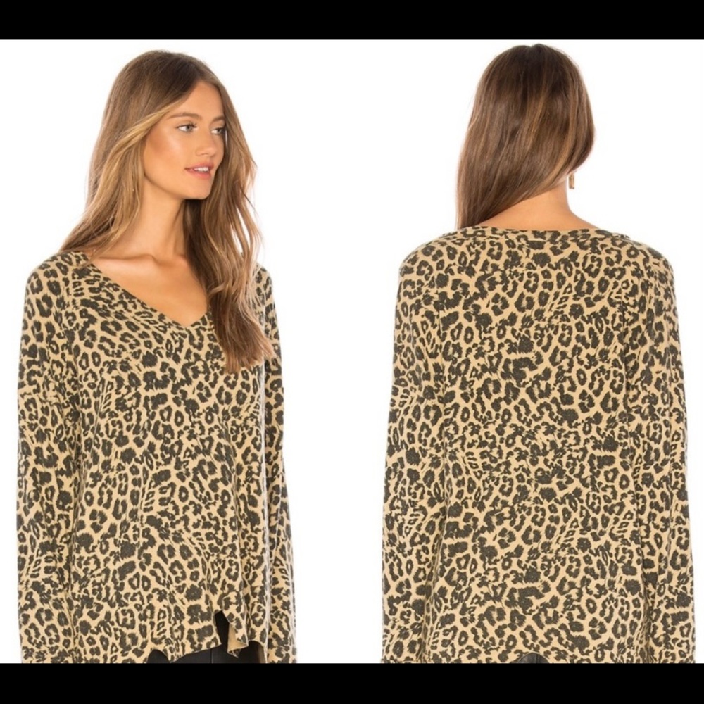 LNA leopard bitten brushed sweater XS